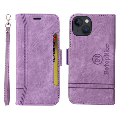 For iPhone 13 mini BETOPNICE Dual-side Buckle Leather Phone Case(Purple)