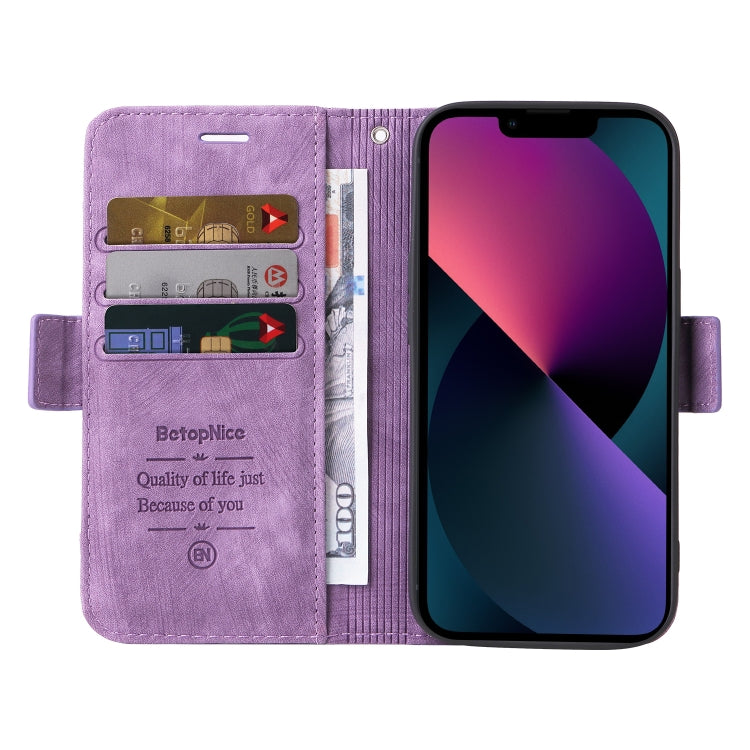For iPhone 13 mini BETOPNICE Dual-side Buckle Leather Phone Case(Purple)
