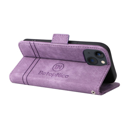 For iPhone 13 mini BETOPNICE Dual-side Buckle Leather Phone Case(Purple)
