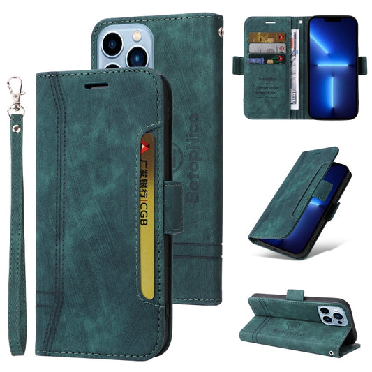 Pour iPhone 13 Pro Max Étui de Téléphone en Cuir à Boucle Double Face BETOPNICE (Vert)
