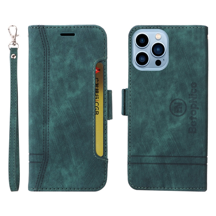 For iPhone 13 Pro Max BETOPNICE Dual-side Buckle Leather Phone Case(Green)