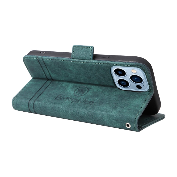For iPhone 13 Pro Max BETOPNICE Dual-side Buckle Leather Phone Case(Green)