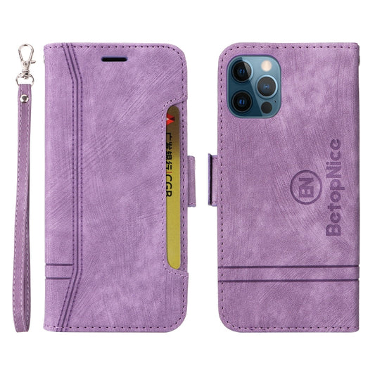 Pour iPhone 12 mini Étui de téléphone en cuir à boucle double face BETOPNICE (violet)