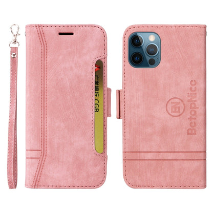 For iPhone 12 Pro Max BETOPNICE Dual-side Buckle Leather Phone Case(Pink)