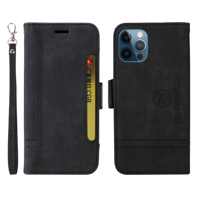 For iPhone 12 Pro Max BETOPNICE Dual-side Buckle Leather Phone Case(Black)