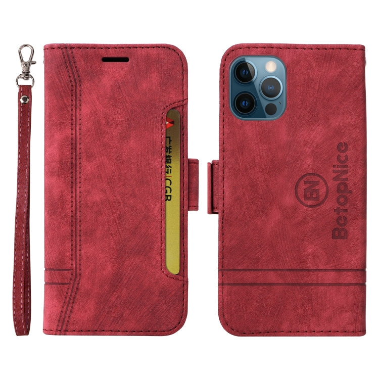 For iPhone 12 Pro Max BETOPNICE Dual-side Buckle Leather Phone Case(Red)