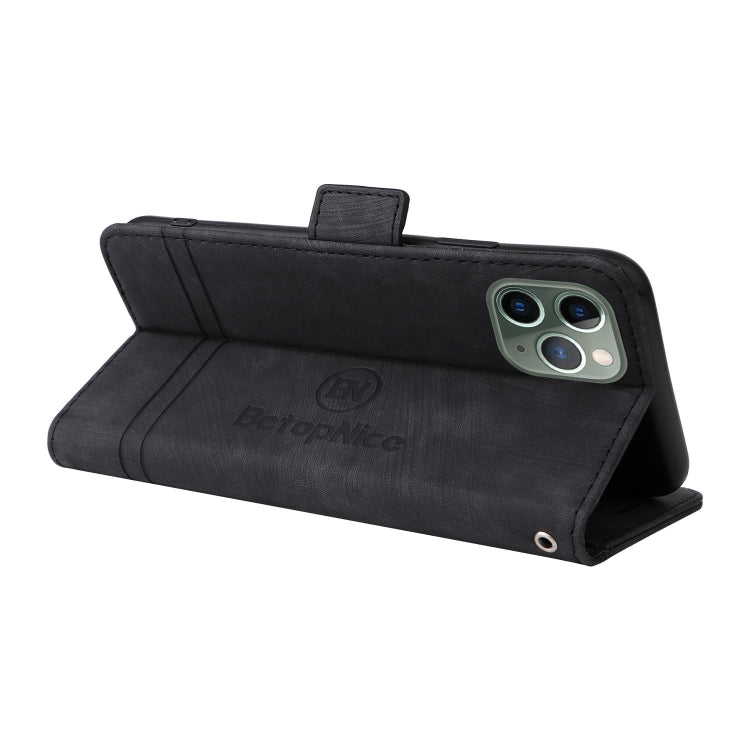 Pour iPhone 11 BETOPNICE Étui de téléphone en cuir à boucle double face (noir)