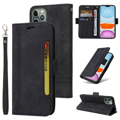 Pour iPhone 11 BETOPNICE Étui de téléphone en cuir à boucle double face (noir)