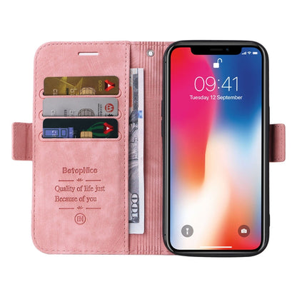 For iPhone X / XS BETOPNICE Dual-side Buckle Leather Phone Case(Pink)
