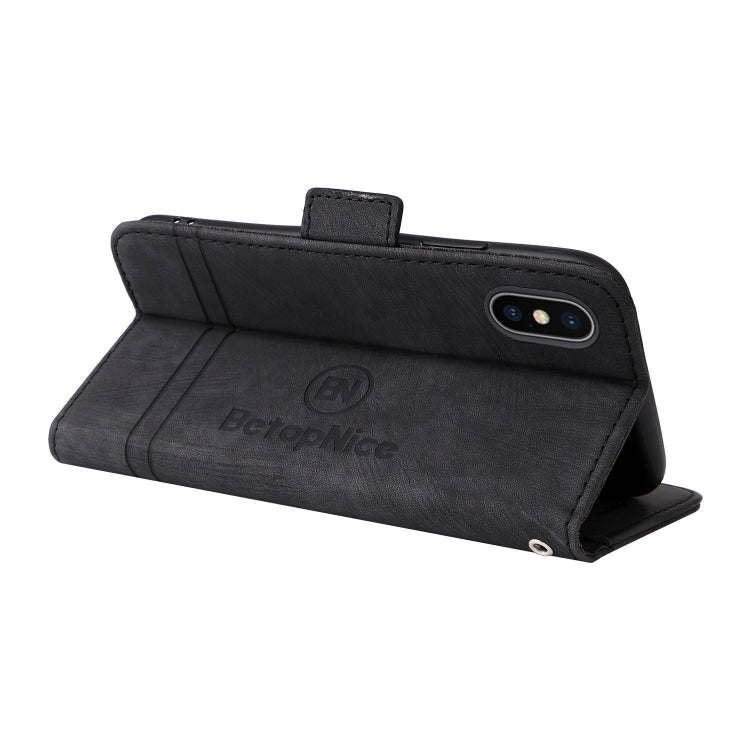 For iPhone XR BETOPNICE Dual-side Buckle Leather Phone Case(Black)