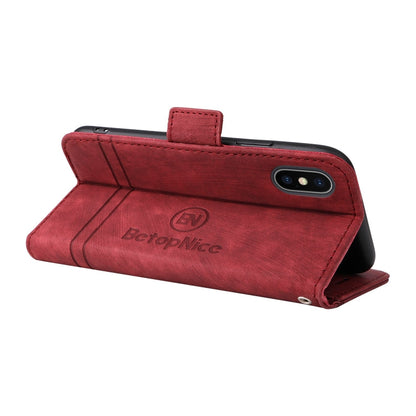 For iPhone XR BETOPNICE Dual-side Buckle Leather Phone Case(Red)