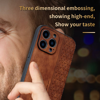For iPhone 14 Pro Max AZNS 3D Embossed Skin Feel Phone Case(Brown)