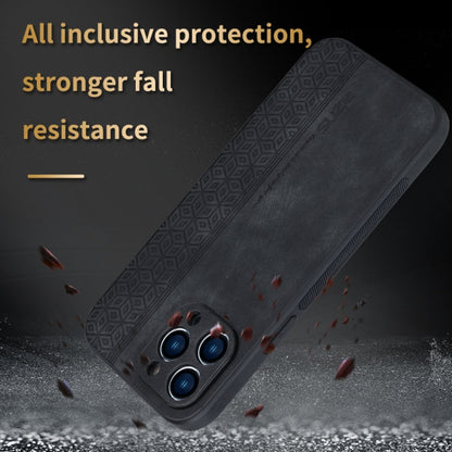 For iPhone 14 Pro AZNS 3D Embossed Skin Feel Phone Case(Brown)