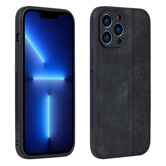 For iPhone 12 Pro Max AZNS 3D Embossed Skin Feel Phone Case(Black)