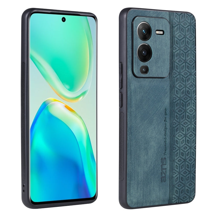 Pour coque de téléphone vivo S15 Pro AZNS 3D gaufré, toucher peau (vert foncé)