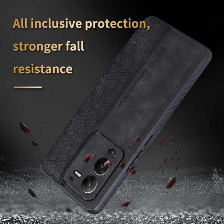 Pour coque de téléphone vivo S15 Pro AZNS 3D gaufré, toucher peau (vert foncé)