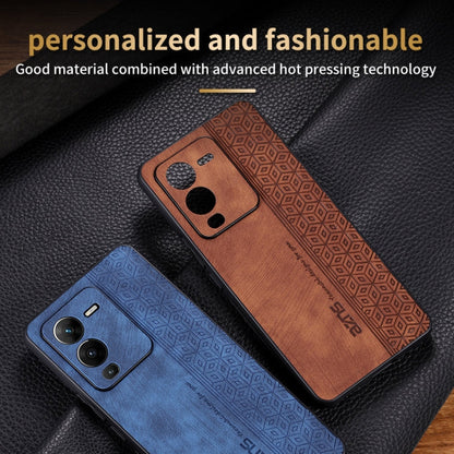 Pour coque de téléphone vivo S15 Pro AZNS 3D gaufré, toucher peau (vert foncé)