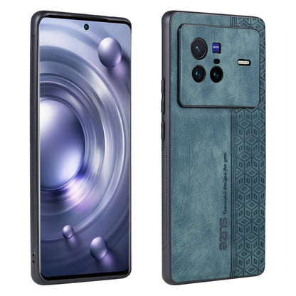 For vivo X80 AZNS 3D Embossed Skin Feel Phone Case(Dark Green)