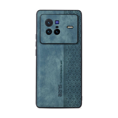 For vivo X80 AZNS 3D Embossed Skin Feel Phone Case(Dark Green)