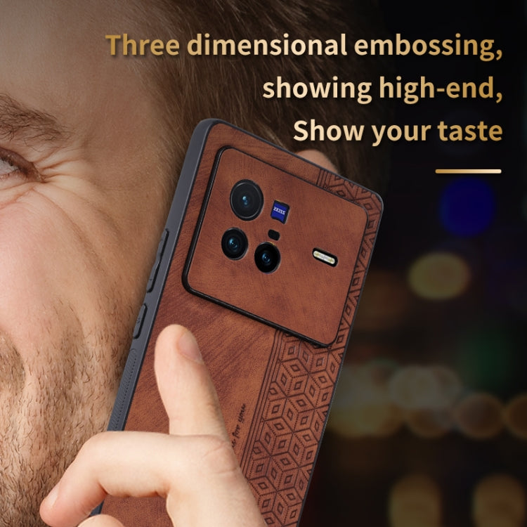 For vivo X80 AZNS 3D Embossed Skin Feel Phone Case(Dark Green)
