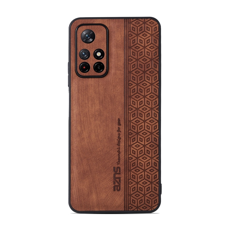 For Xiaomi Redmi Note 11T 5G AZNS 3D Embossed Skin Feel Phone Case(Brown)