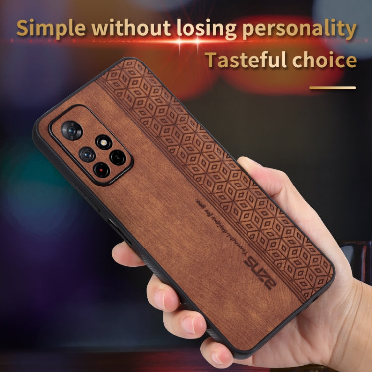 For Xiaomi Redmi Note 11T 5G AZNS 3D Embossed Skin Feel Phone Case(Brown)