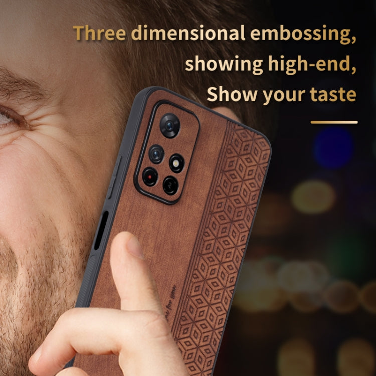 For Xiaomi Redmi Note 11T 5G AZNS 3D Embossed Skin Feel Phone Case(Brown)