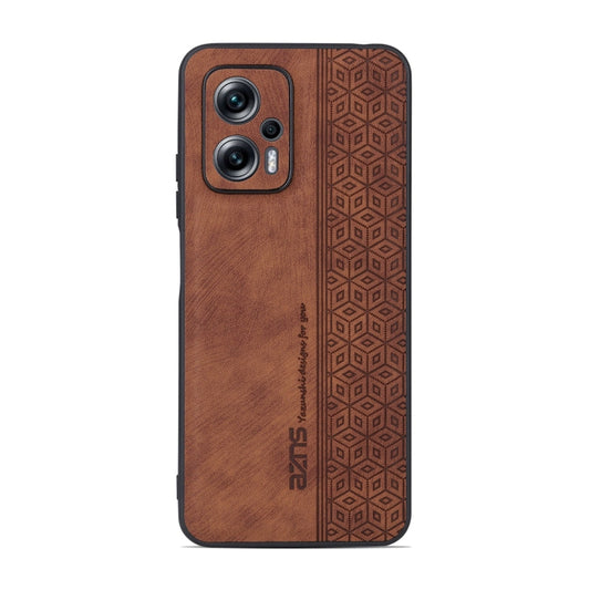 For Xiaomi Redmi Note 11T Pro 5G AZNS 3D Embossed Skin Feel Phone Case(Brown)