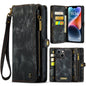Pour iPhone 14 Plus Étui portefeuille en cuir multifonctionnel détachable CaseMe 008 (Noir)