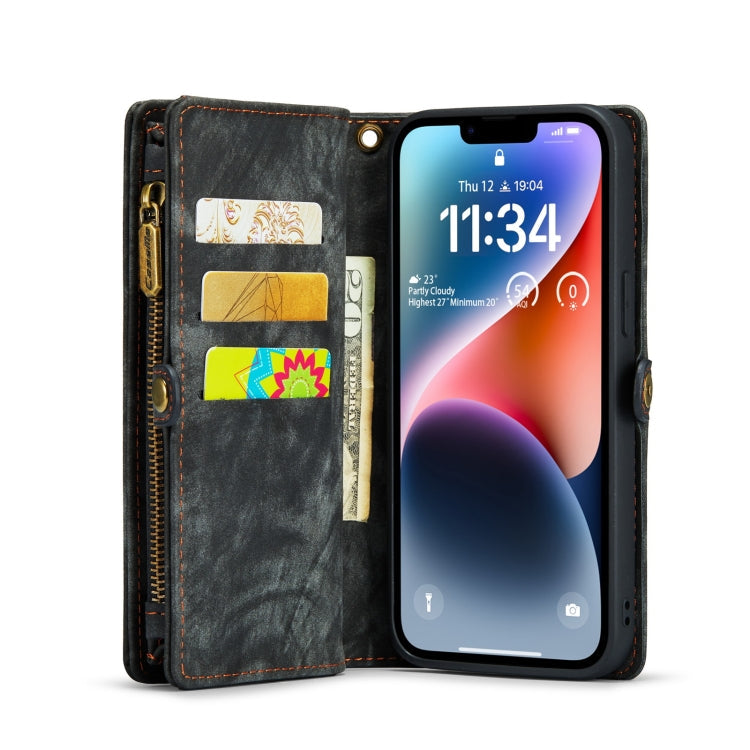 Pour iPhone 14 Plus Étui portefeuille en cuir multifonctionnel détachable CaseMe 008 (Noir)