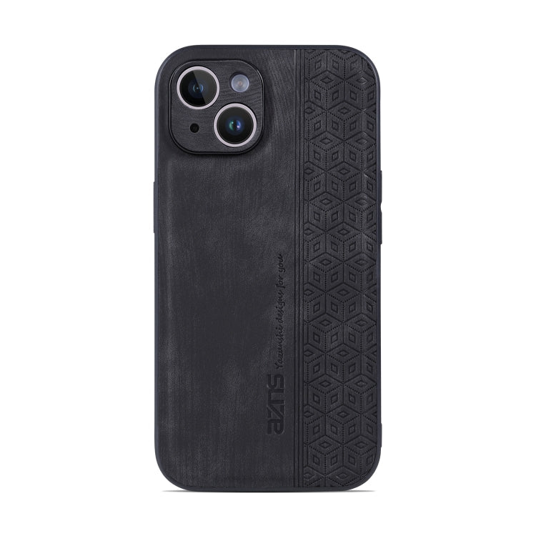 For iPhone 14 AZNS 3D Embossed Skin Feel Phone Case(Black)