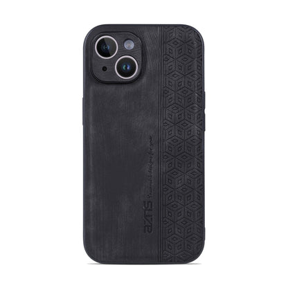 For iPhone 14 AZNS 3D Embossed Skin Feel Phone Case(Black)