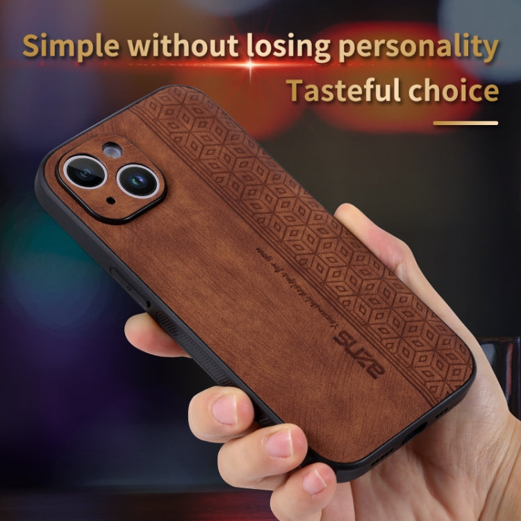 For iPhone 14 AZNS 3D Embossed Skin Feel Phone Case(Black)
