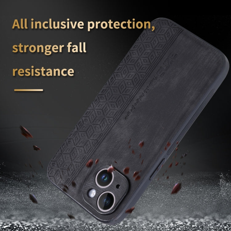 For iPhone 14 AZNS 3D Embossed Skin Feel Phone Case(Black)