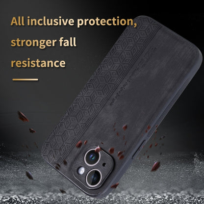 For iPhone 14 AZNS 3D Embossed Skin Feel Phone Case(Black)