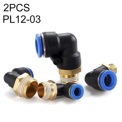 PL12-03 RACCORD RAPIDE PNEUMATIQUE COUDE FILETAGE MÂLE 2pcs