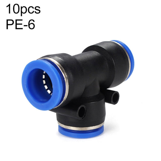 PE-6 RACCORD EN T 10 pièces Raccord rapide pneumatique en plastique PBT