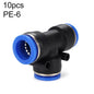 PE-6 LAIZE 10pcs PBT Plastic Tee Joint Pneumatic Quick Fitting Connector