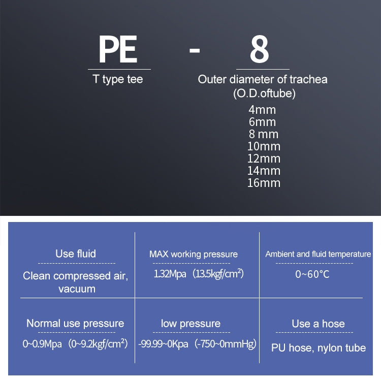PE-10 LAIZE 10pcs PBT Plastic Tee Joint Pneumatic Quick Fitting Connector