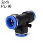 PE-16 LAIZE 2pcs PBT Plastic Tee Joint Pneumatic Quick Fitting Connector