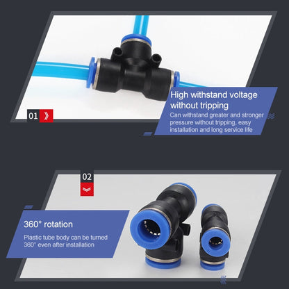 PE-16 LAIZE 2pcs PBT Plastic Tee Joint Pneumatic Quick Fitting Connector