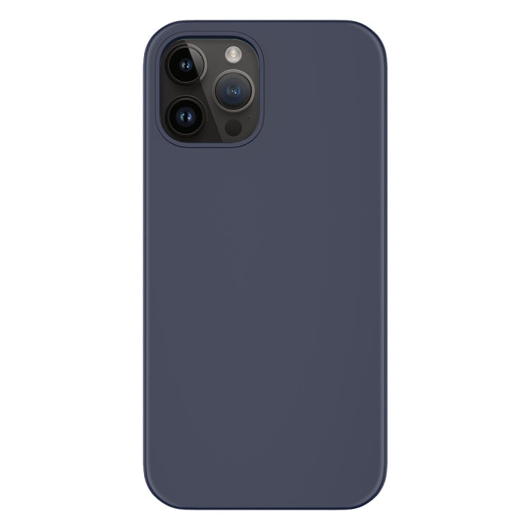 For iPhone 14 Pro Max Mutural Yuemu Series Liquid Silicone Microfiber Case(Dark Blue))