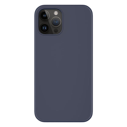 For iPhone 14 Pro Max Mutural Yuemu Series Liquid Silicone Microfiber Case(Dark Blue))