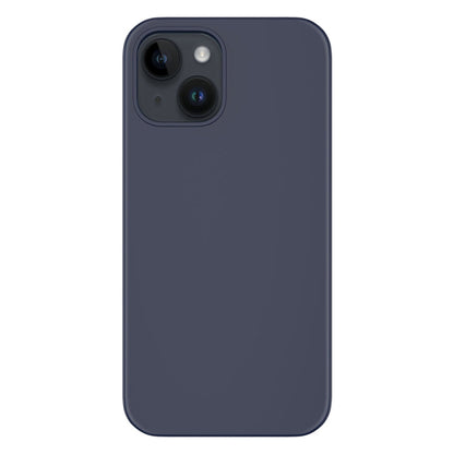 For iPhone 14 Mutural Yuemu Series Liquid Silicone Microfiber Case(Dark Blue))
