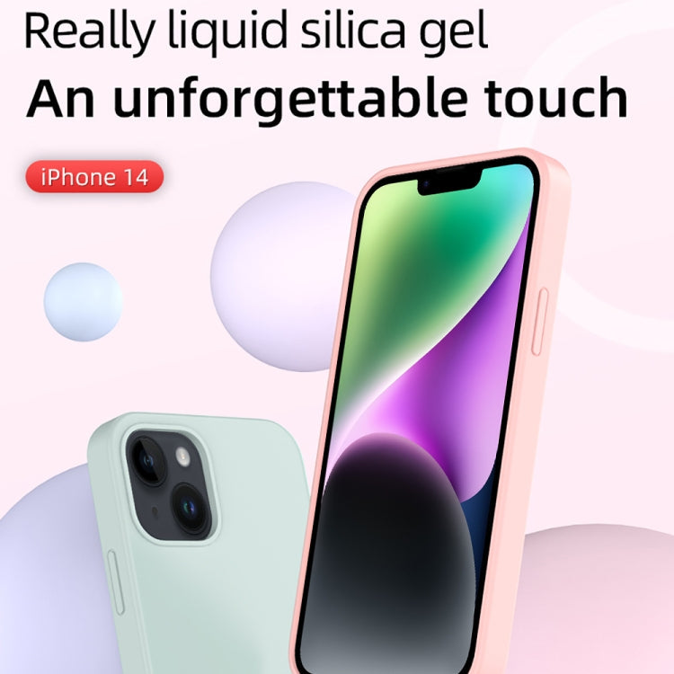 For iPhone 14 Mutural Yuemu Series Liquid Silicone Microfiber Case(Dark Blue))