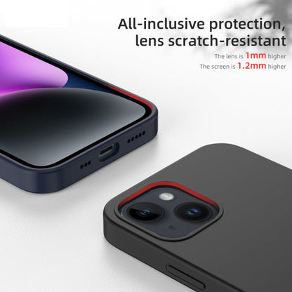 For iPhone 14 Mutural Yuemu Series Liquid Silicone Microfiber Case(Dark Blue))