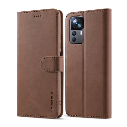 For Xiaomi 12T / 12T Pro LC.IMEEKE Calf Texture Leather Phone Case(Brown)