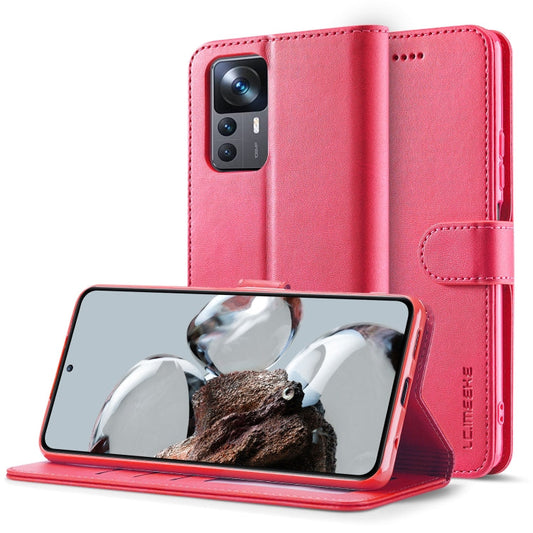 For Xiaomi 12T / 12T Pro LC.IMEEKE Calf Texture Leather Phone Case(Red)
