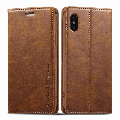 For iPhone X / XS LC.IMEEKE RFID Anti-theft Leather Phone Case(Brown)