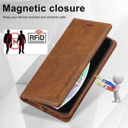 For iPhone X / XS LC.IMEEKE RFID Anti-theft Leather Phone Case(Brown)